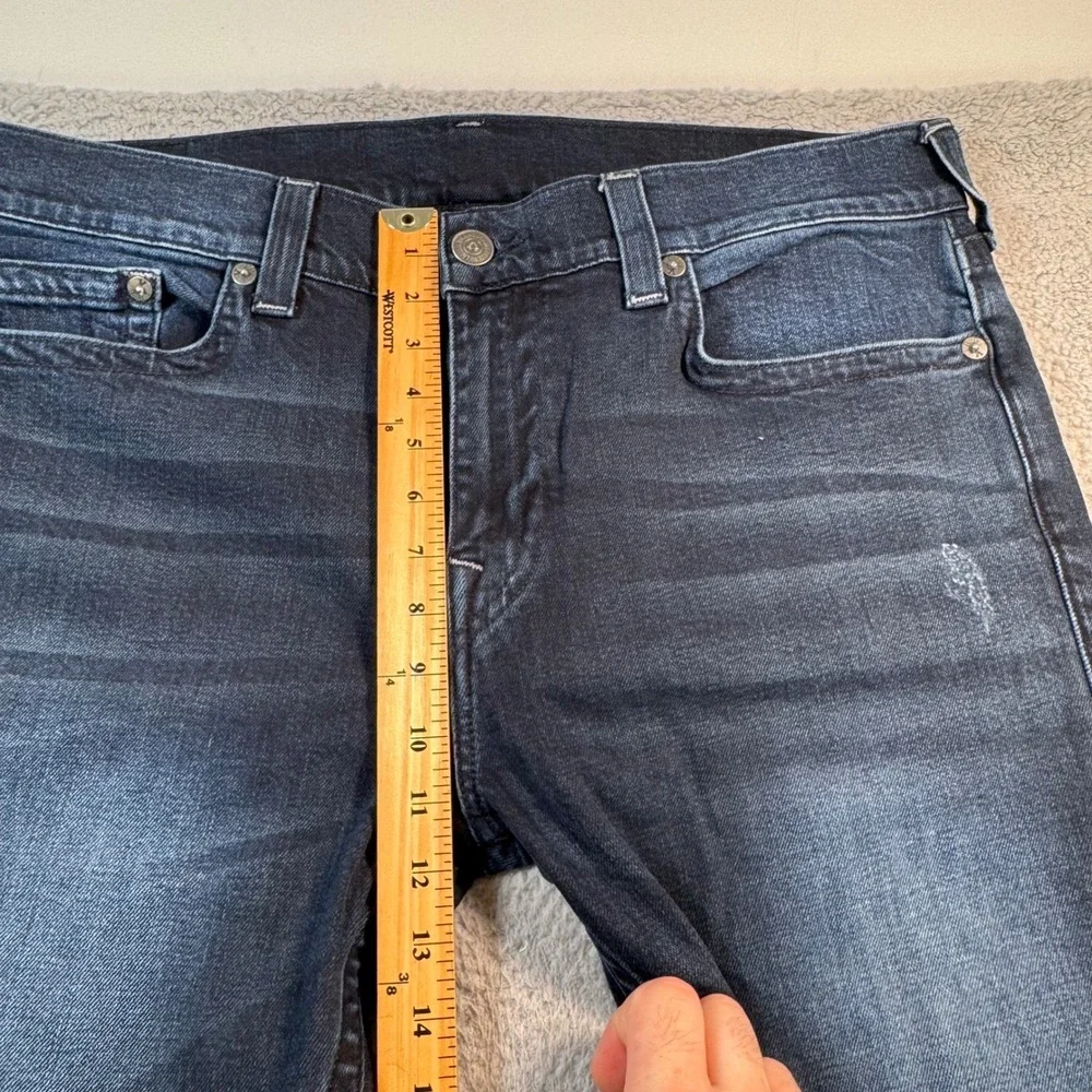True Religion Rocco Relaxed Skinny Jeans Mens 38 Dark Wash Distressed Denim Blue